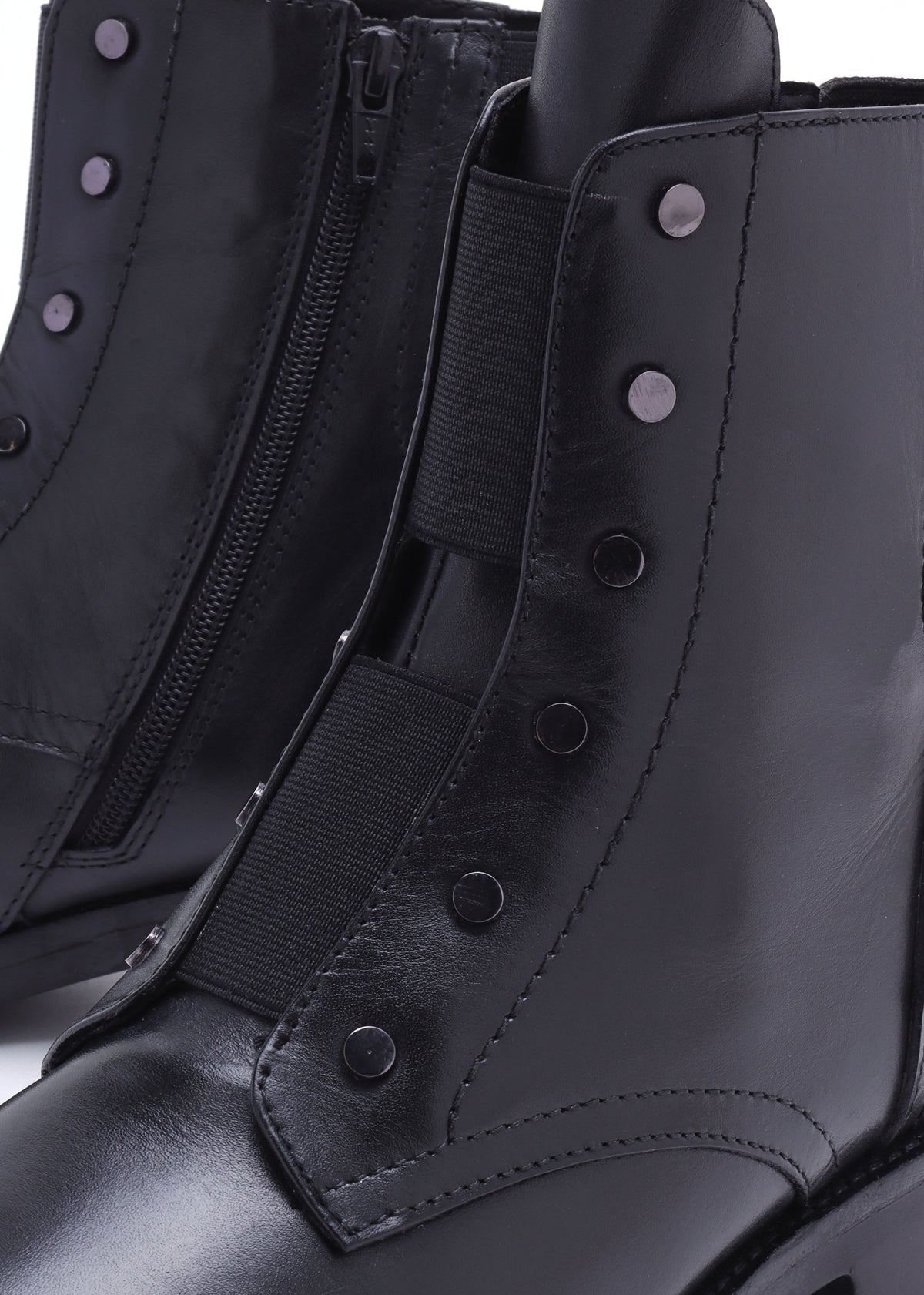 Sudzy Black Leather Studded Ankle Boots