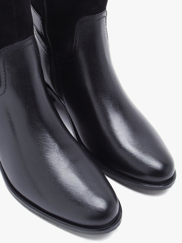 Slace Black Suede Lace Up Knee Boots