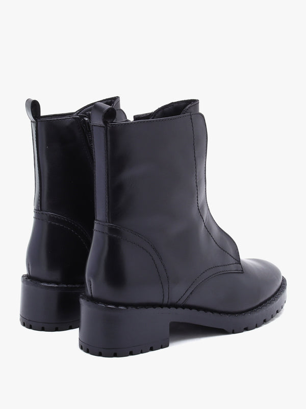 Setam Black Leather Eyelet Ankle Boots