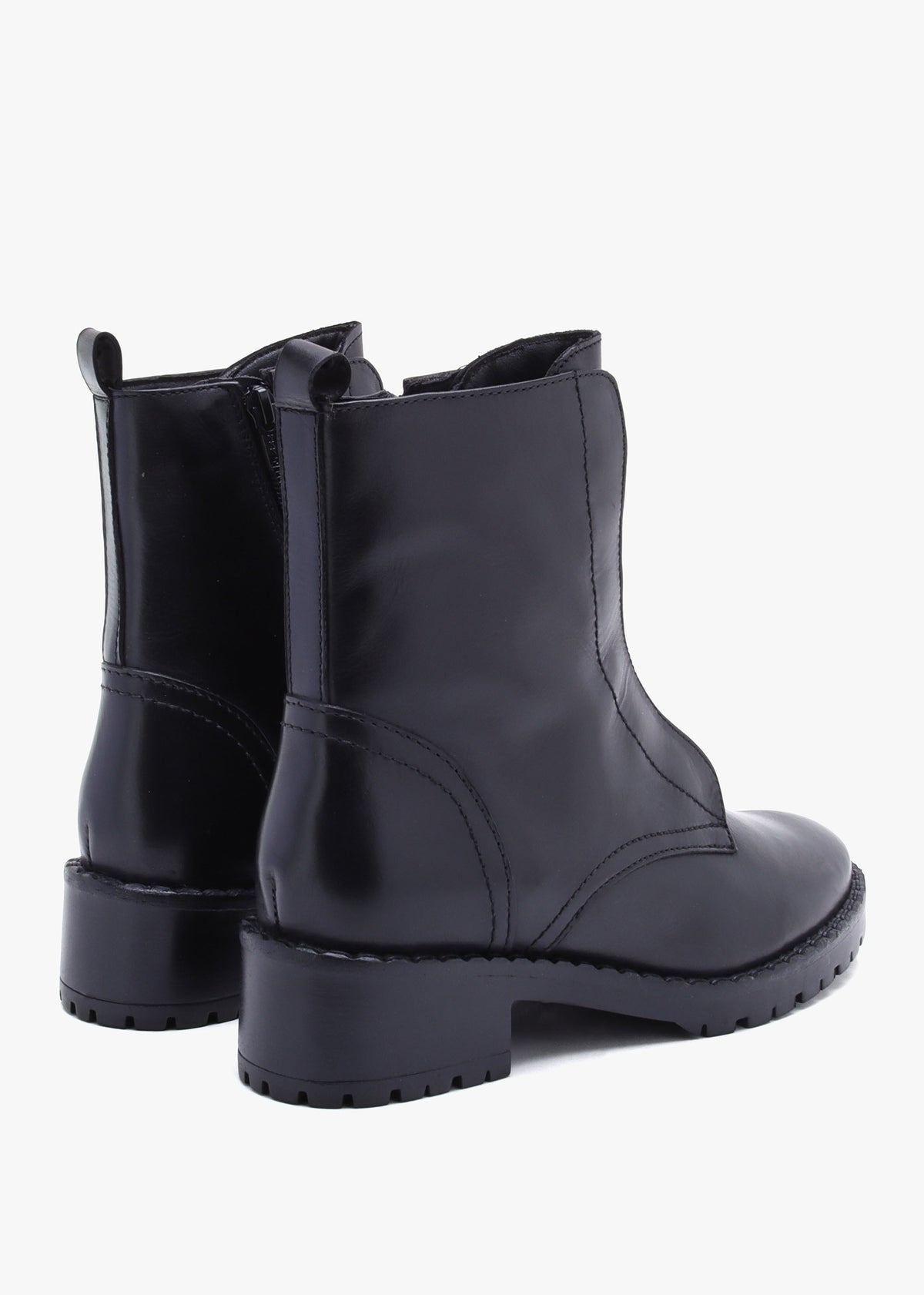 Setam Black Leather Eyelet Ankle Boots
