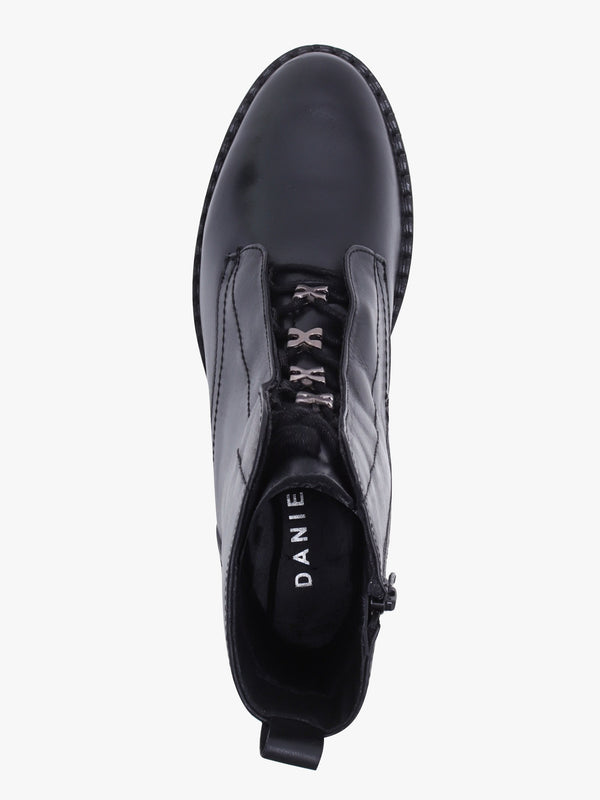 Setam Black Leather Eyelet Ankle Boots