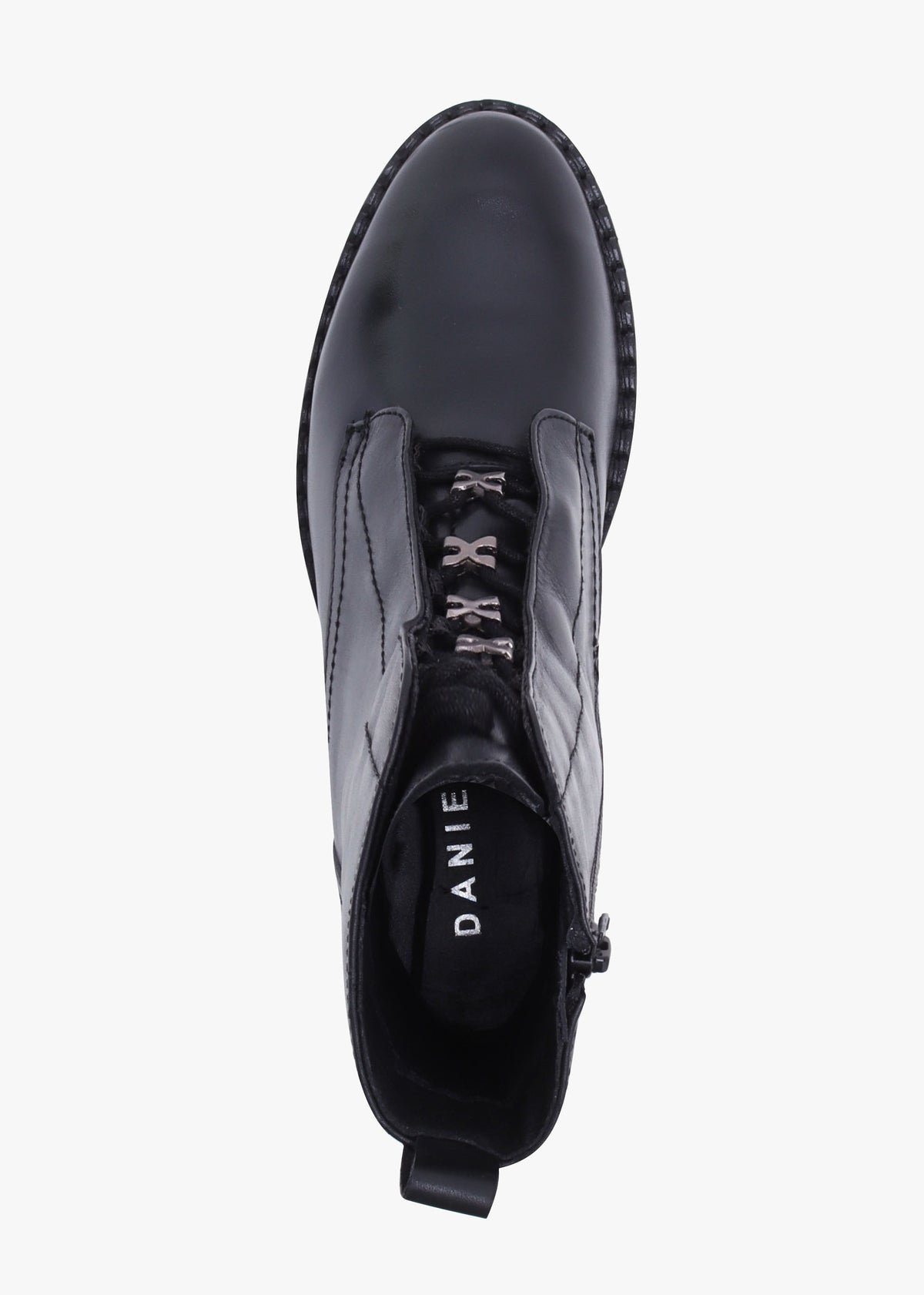 Setam Black Leather Eyelet Ankle Boots