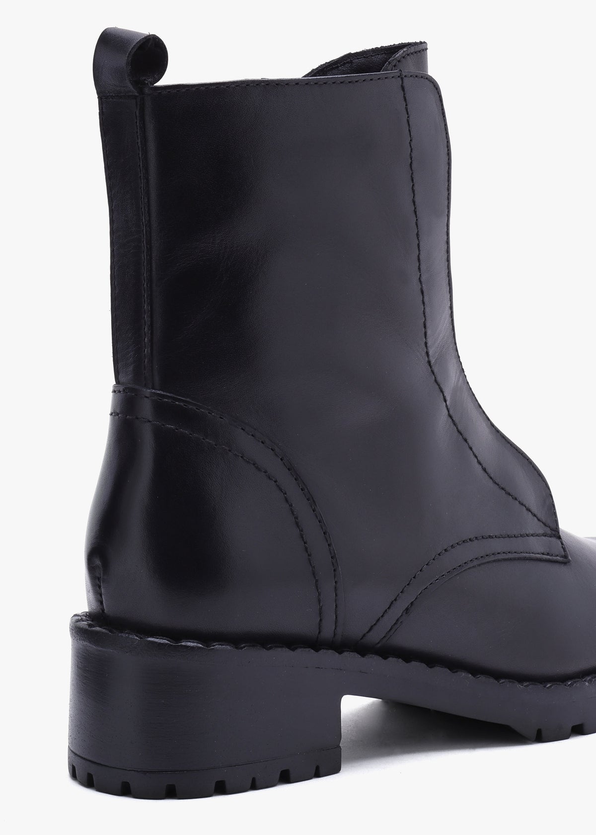 Setam Black Leather Eyelet Ankle Boots