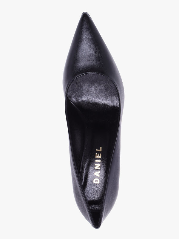 Azack Black Leather Wedge Court Shoes