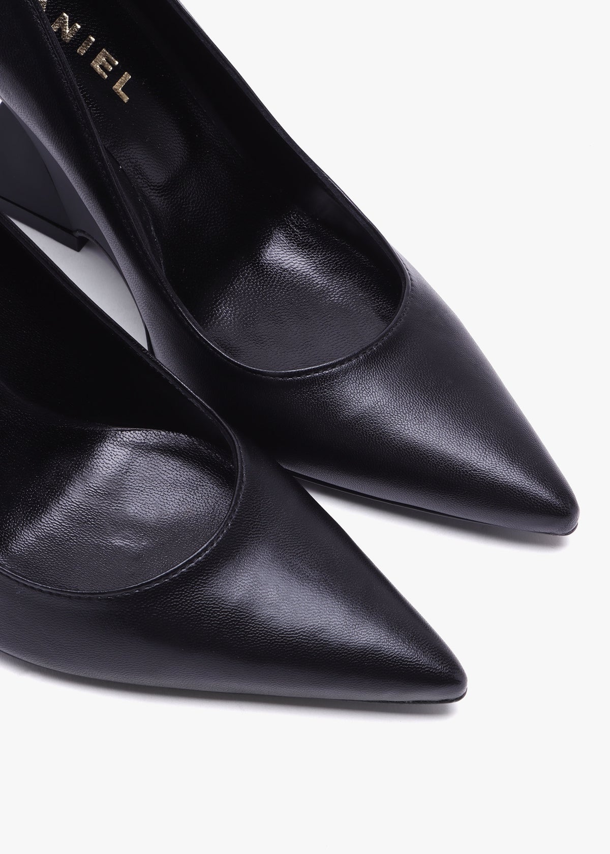 Azack Black Leather Wedge Court Shoes
