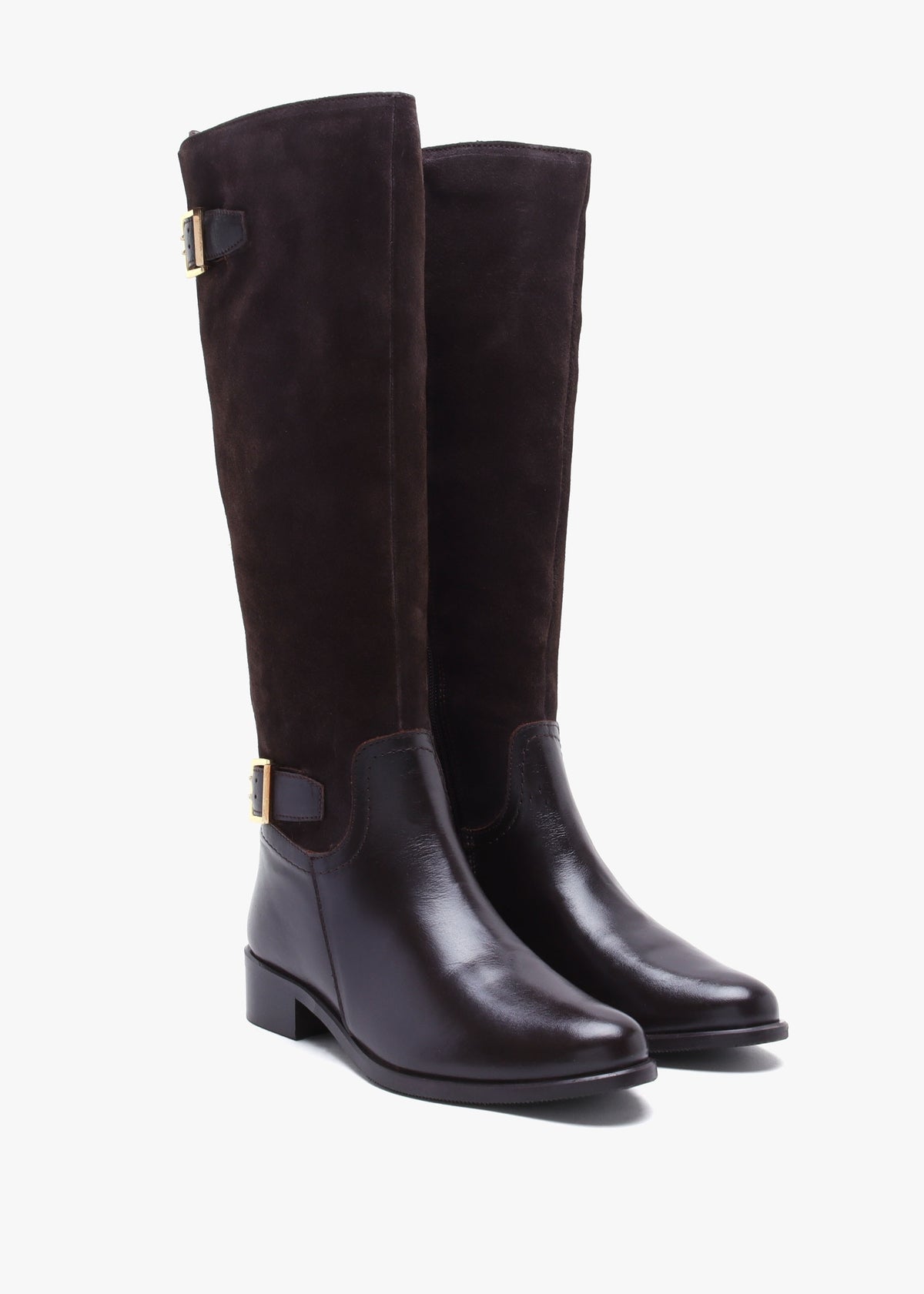 Slace Brown Suede Lace Up Knee Boots