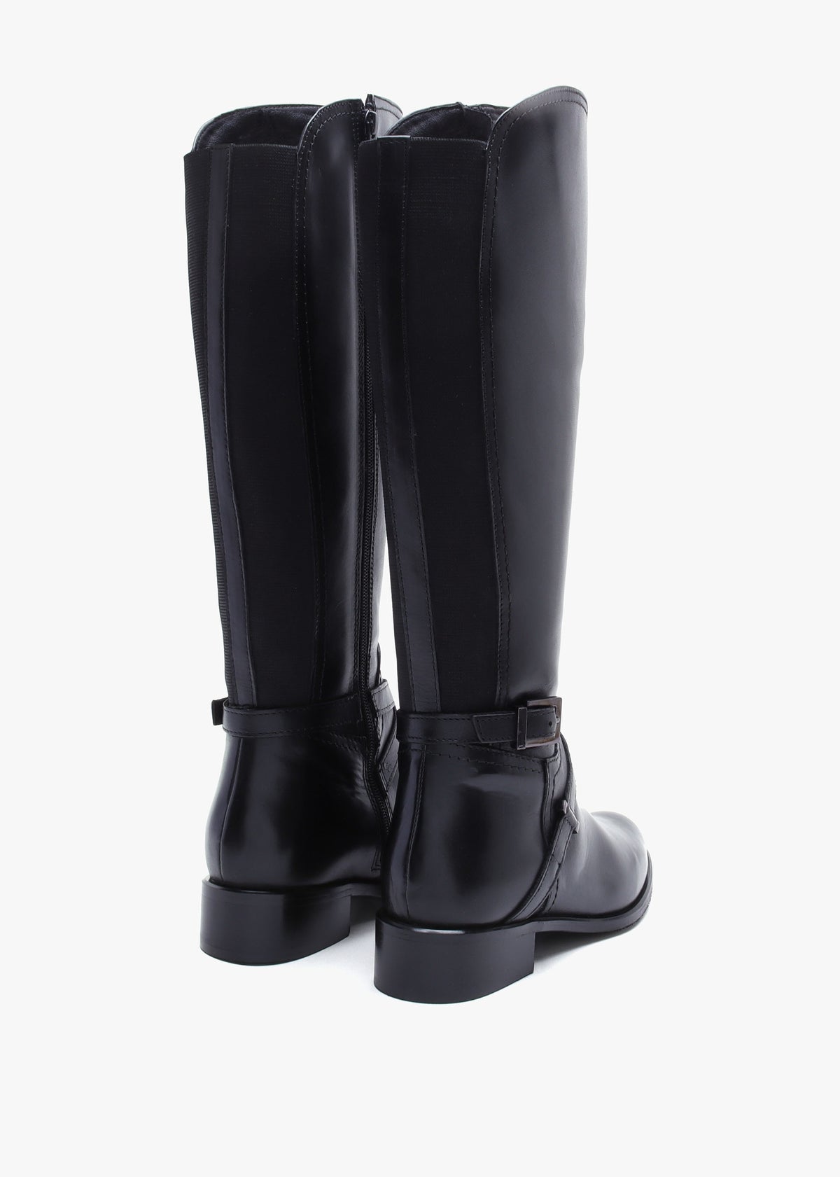 Slasty Black Leather Knee Boots