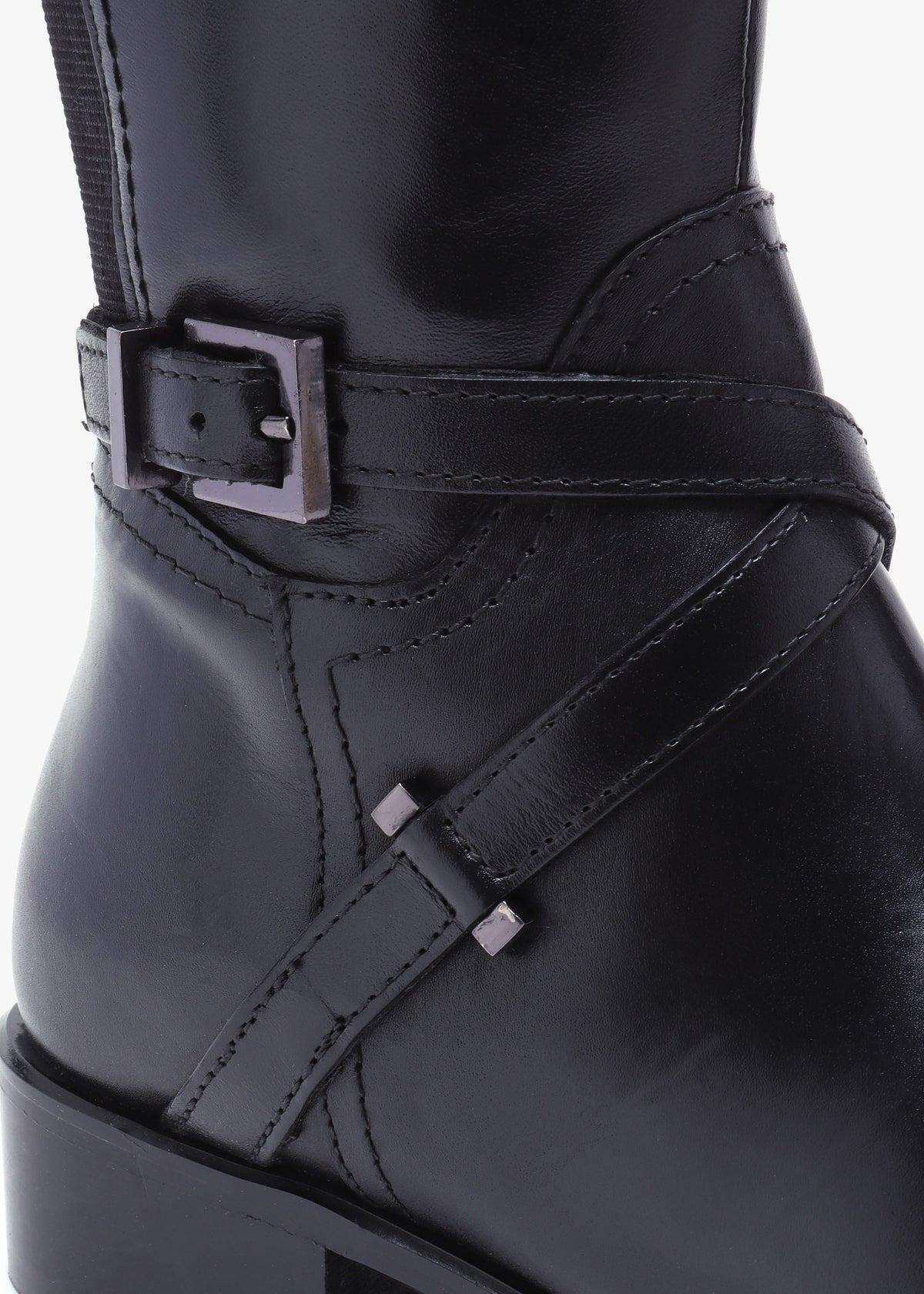 Slasty Black Leather Knee Boots
