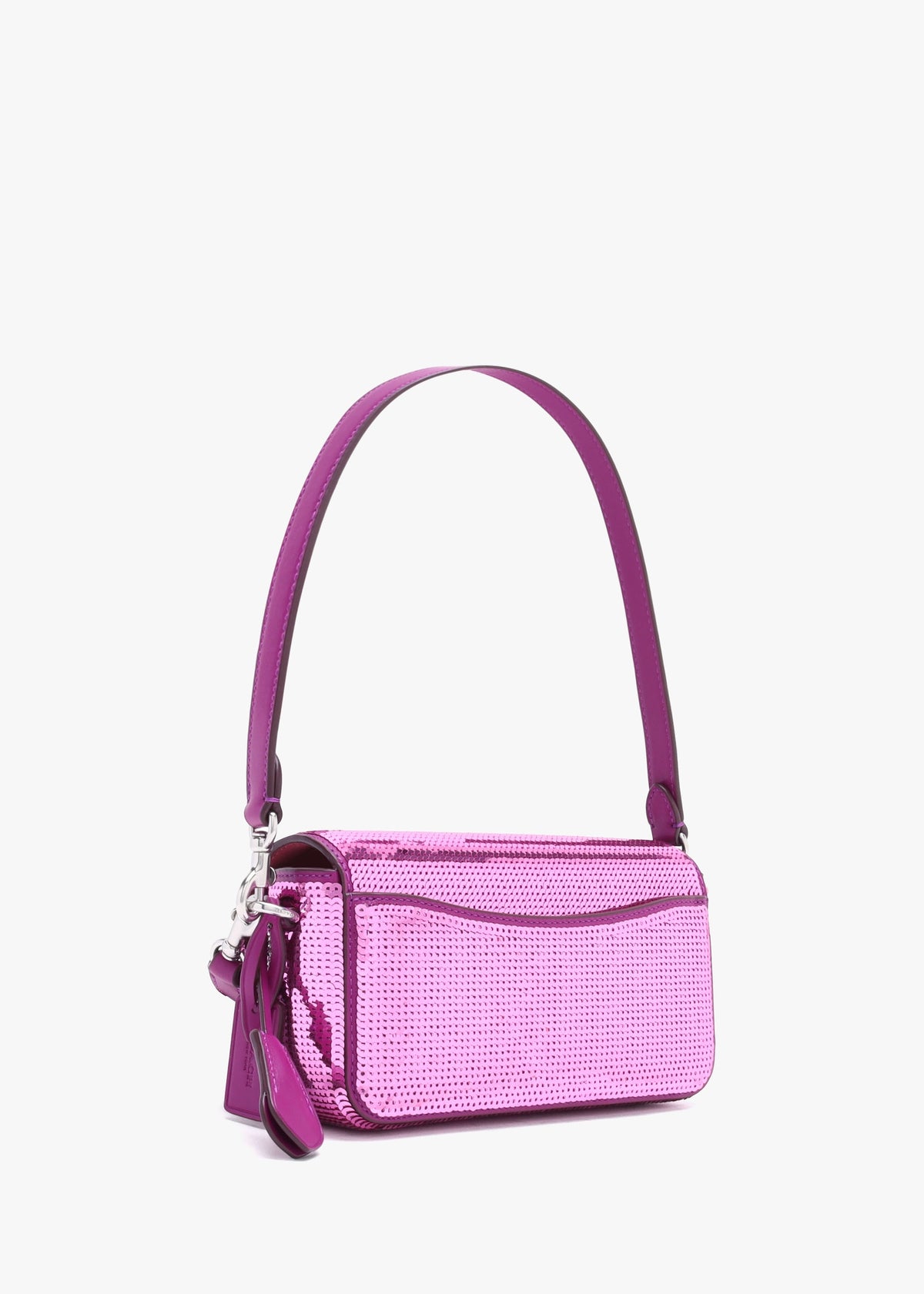 Studio Dark Magenta Sequin Baguette Bag