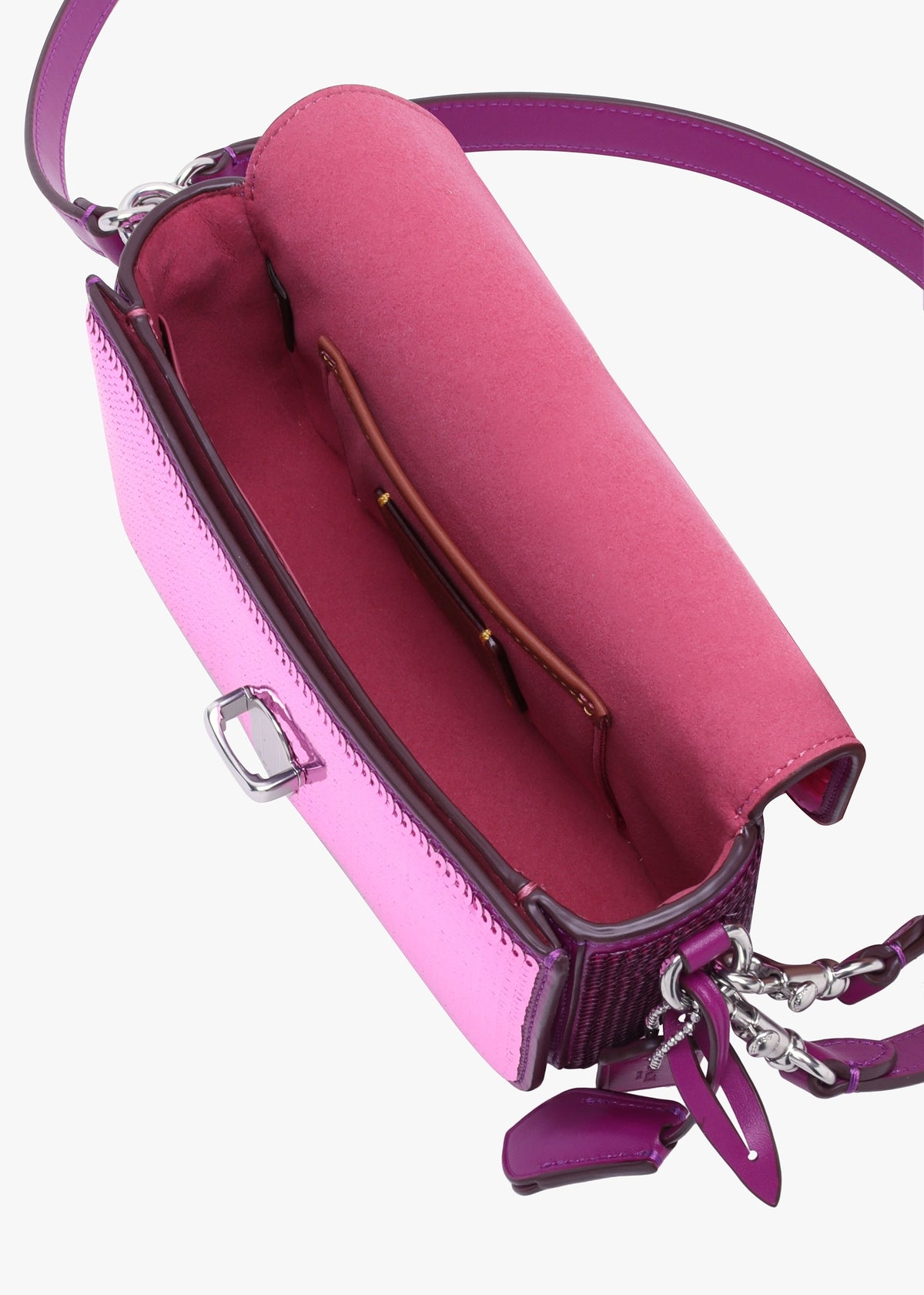 Studio Dark Magenta Sequin Baguette Bag