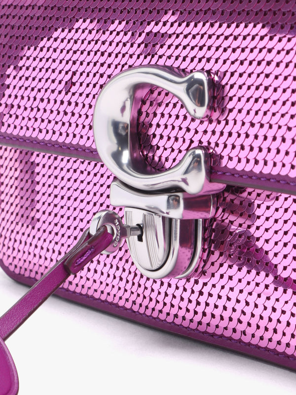 Studio Dark Magenta Sequin Baguette Bag