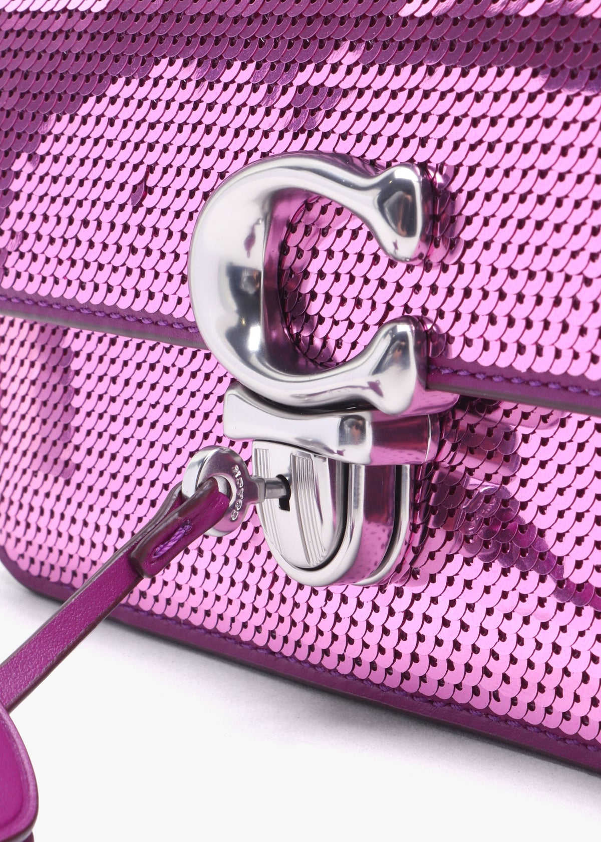 Studio Dark Magenta Sequin Baguette Bag