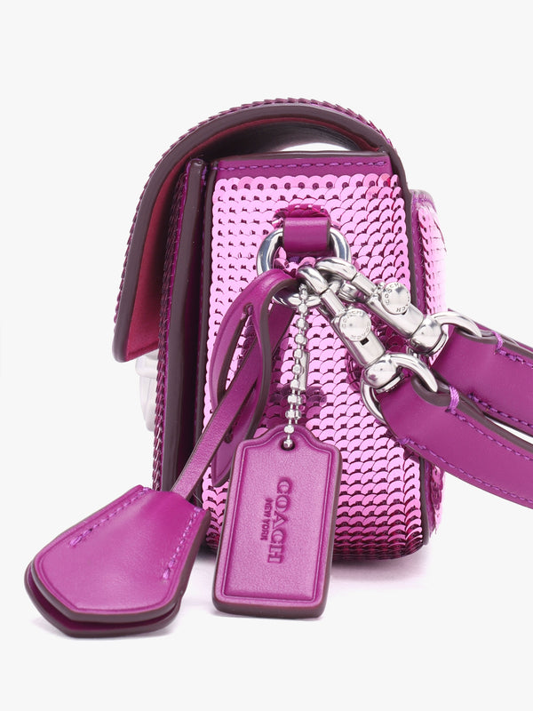 Studio Dark Magenta Sequin Baguette Bag