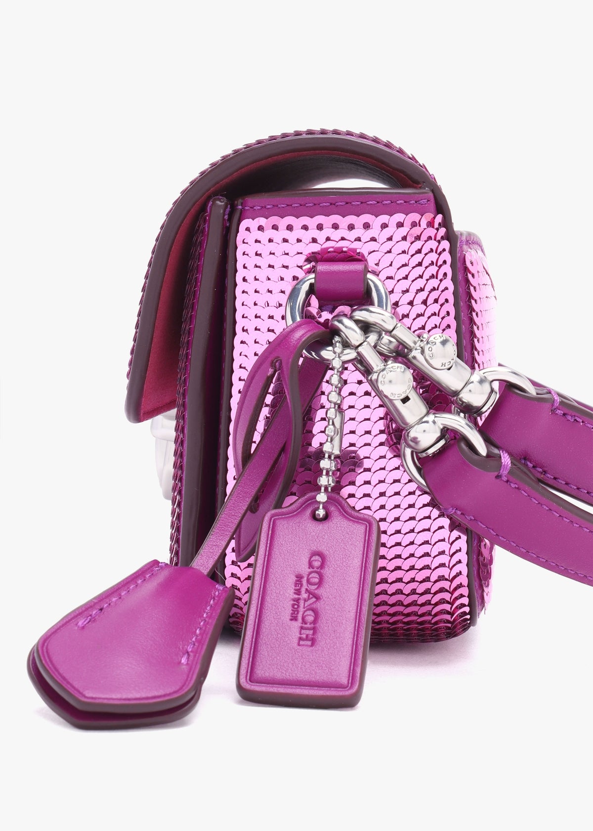 Studio Dark Magenta Sequin Baguette Bag