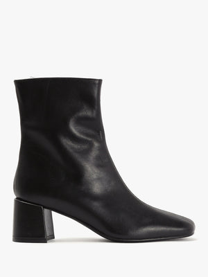Laney Black Leather Block Heel Ankle Boots