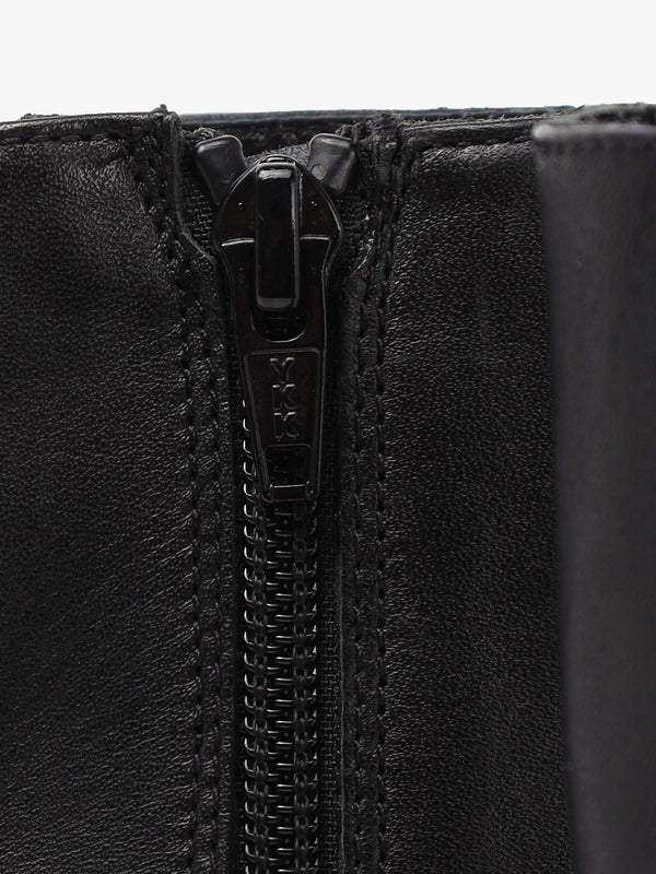 Laney Black Leather Block Heel Ankle Boots