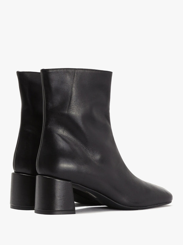 Laney Black Leather Block Heel Ankle Boots