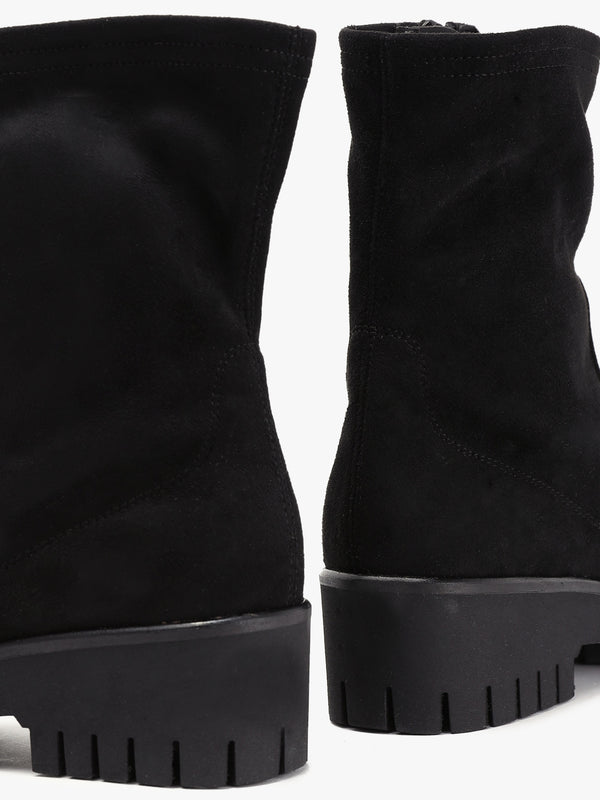 Larity Black Suedette Ankle Boots