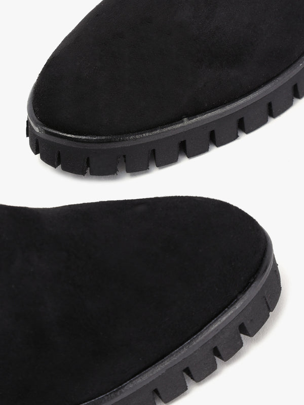 Larity Black Suedette Ankle Boots