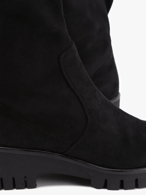 Larity Black Suedette Ankle Boots
