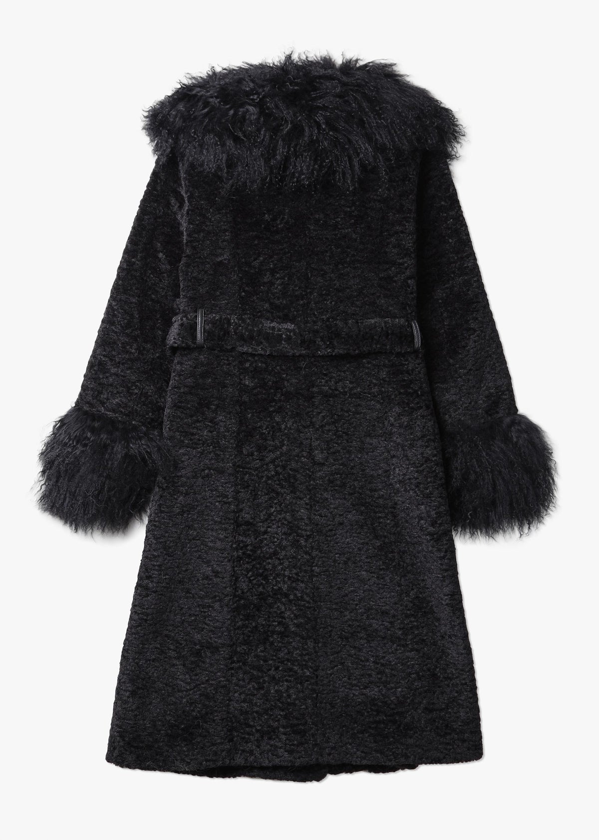Penny 70’s Black Mongolian Lambswool Long-Line Coat