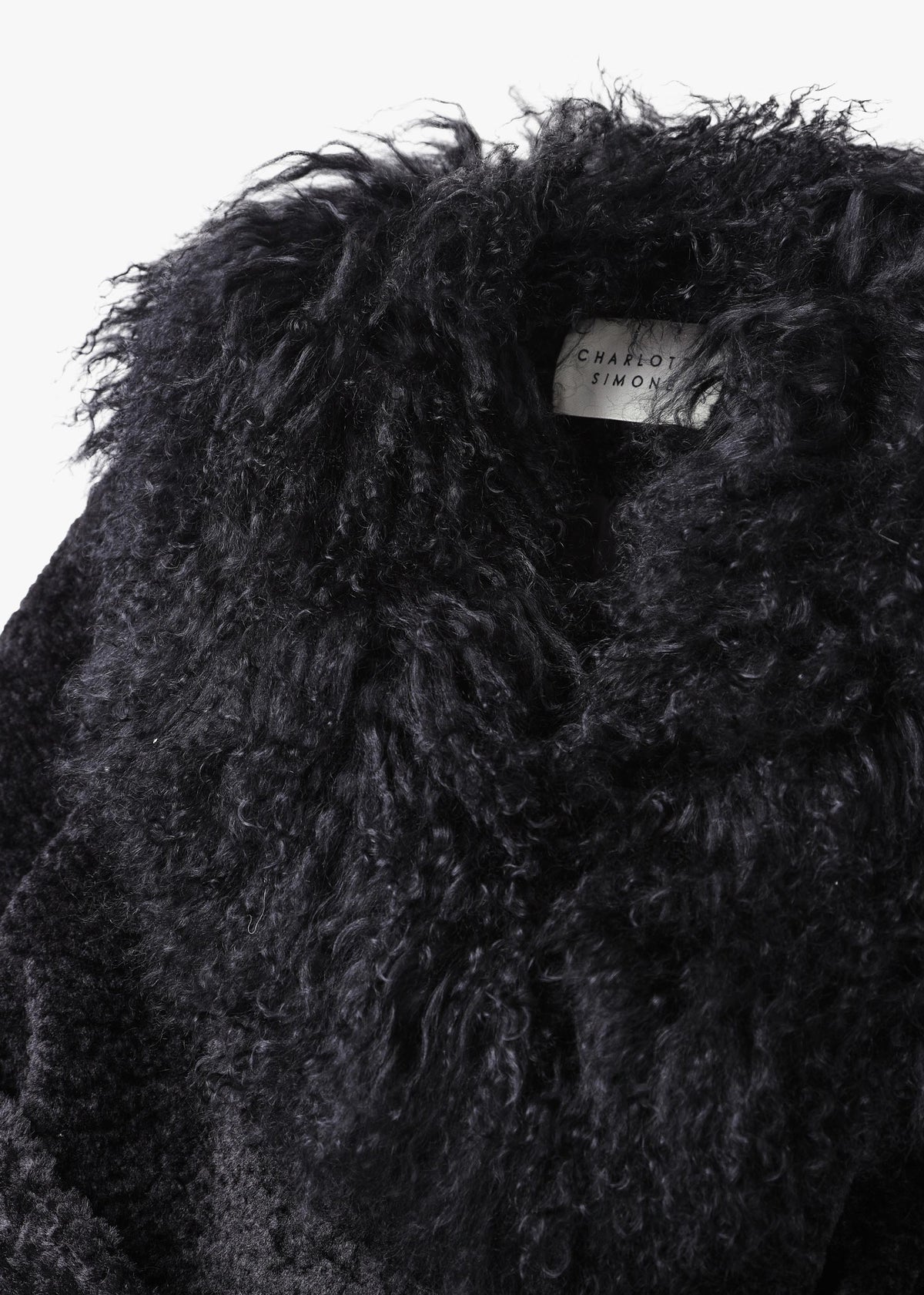 Penny 70’s Black Mongolian Lambswool Long-Line Coat