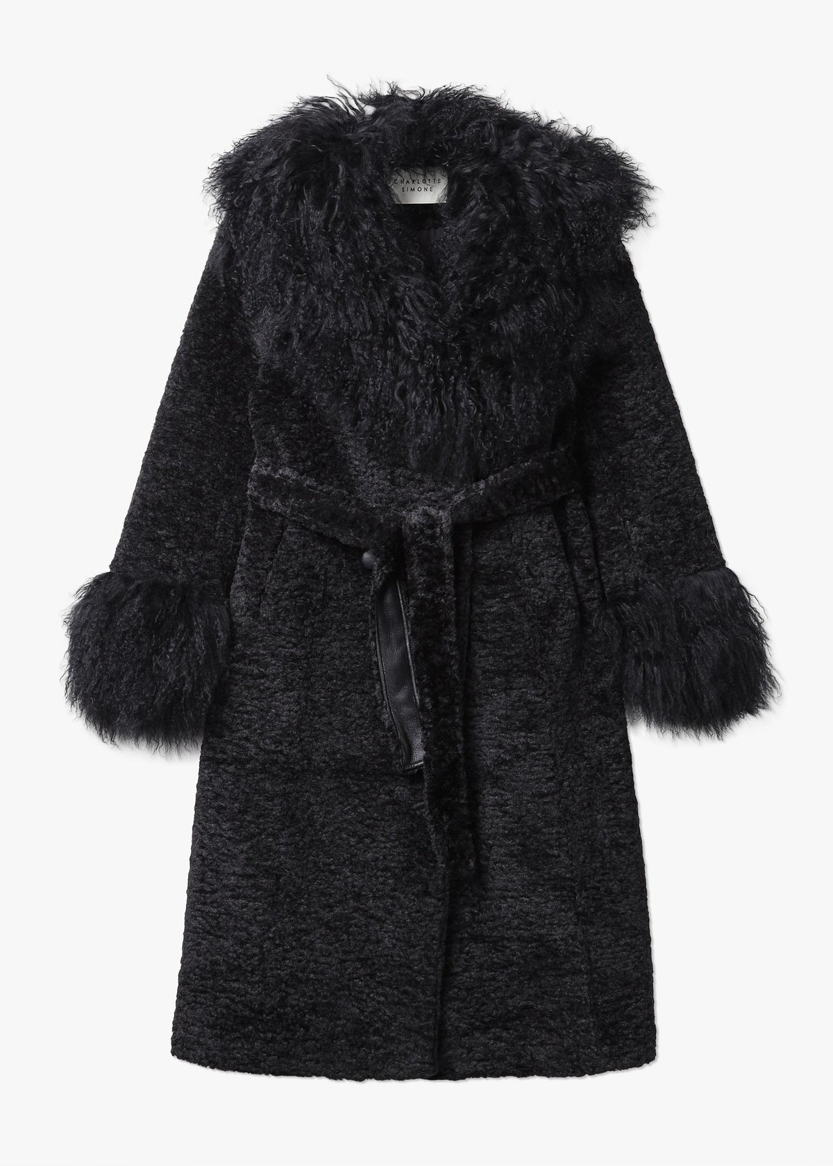 Penny 70’s Black Mongolian Lambswool Long-Line Coat