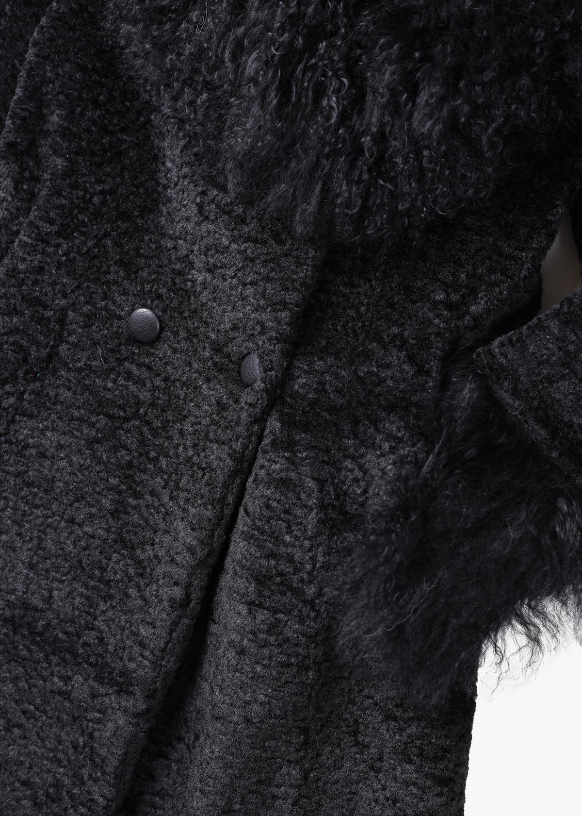 Penny 70’s Black Mongolian Lambswool Long-Line Coat
