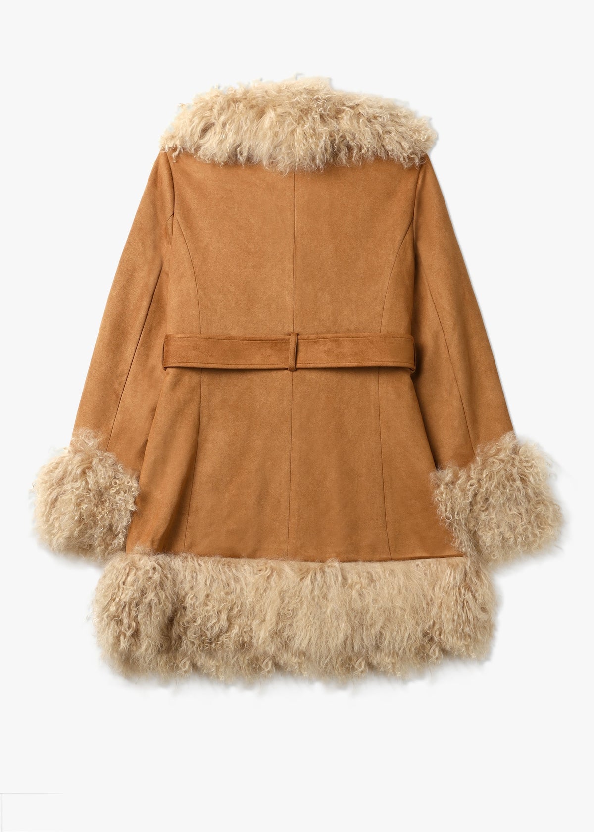 Daisy 70’s Tan Caramel Mongolian Lambswool Mid-Length Coat