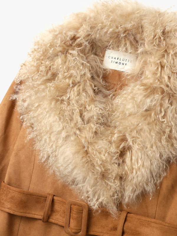 Daisy 70’s Tan Caramel Mongolian Lambswool Mid-Length Coat