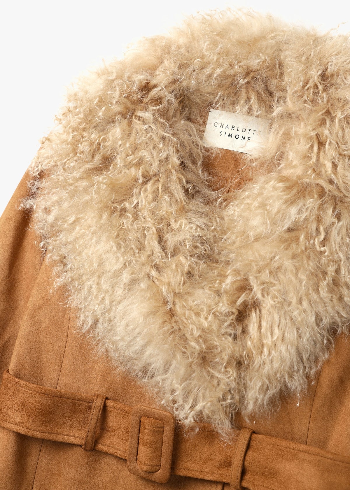 Daisy 70’s Tan Caramel Mongolian Lambswool Mid-Length Coat