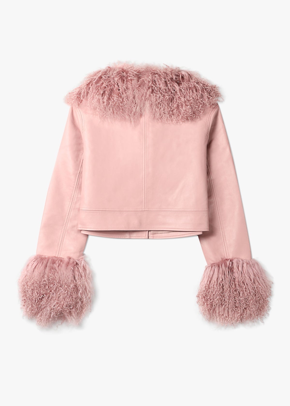Cropped Penny Dust Pink Mongolian Trim Jacket