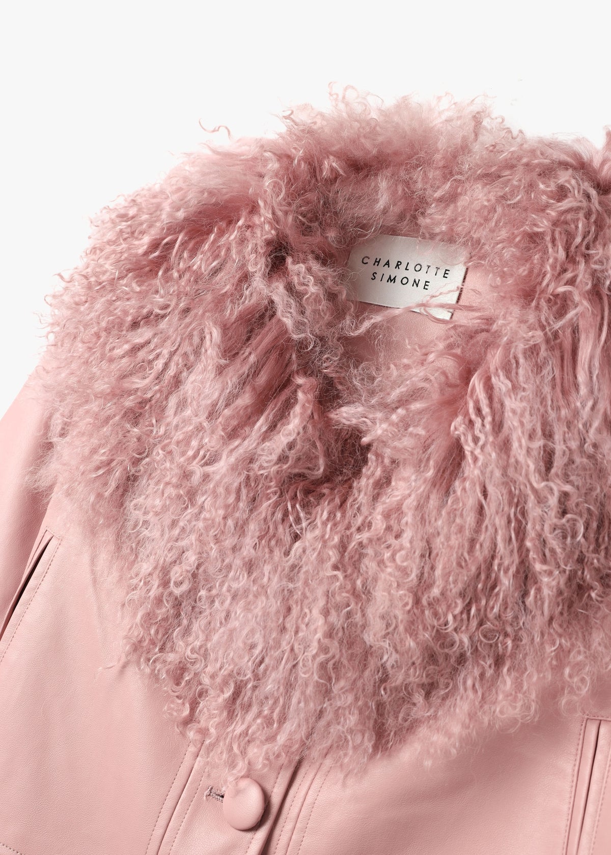 Cropped Penny Dust Pink Mongolian Trim Jacket