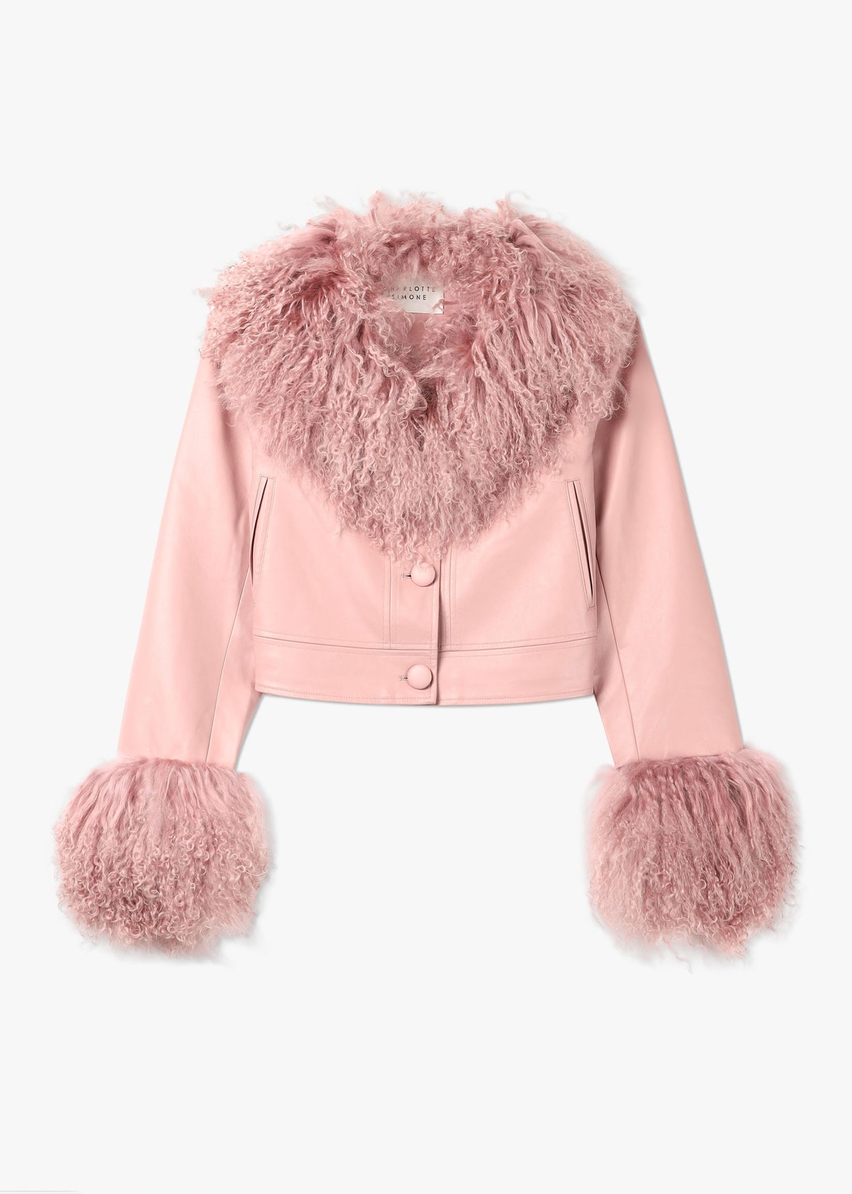 Cropped Penny Dust Pink Mongolian Trim Jacket