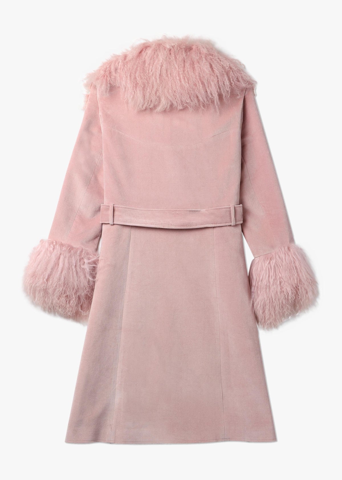 Penny 70’s Dusty Pink Mongolian Lambswool Long-Line Coat