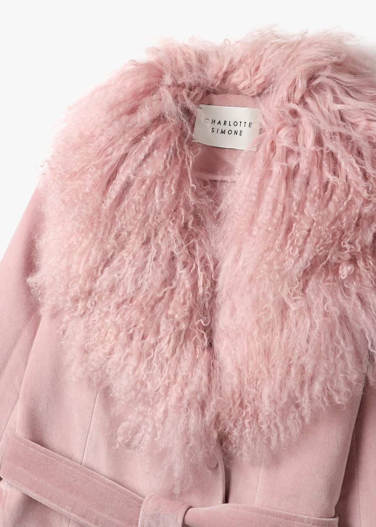 Penny 70’s Dusty Pink Mongolian Lambswool Long-Line Coat