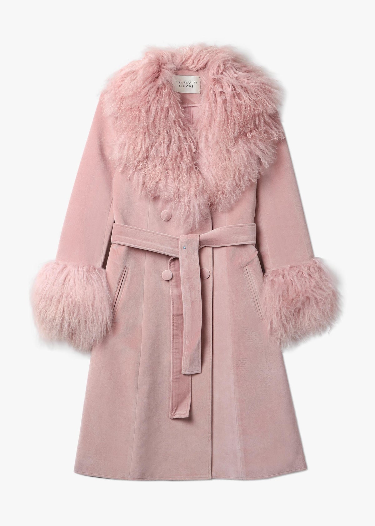 Penny 70’s Dusty Pink Mongolian Lambswool Long-Line Coat