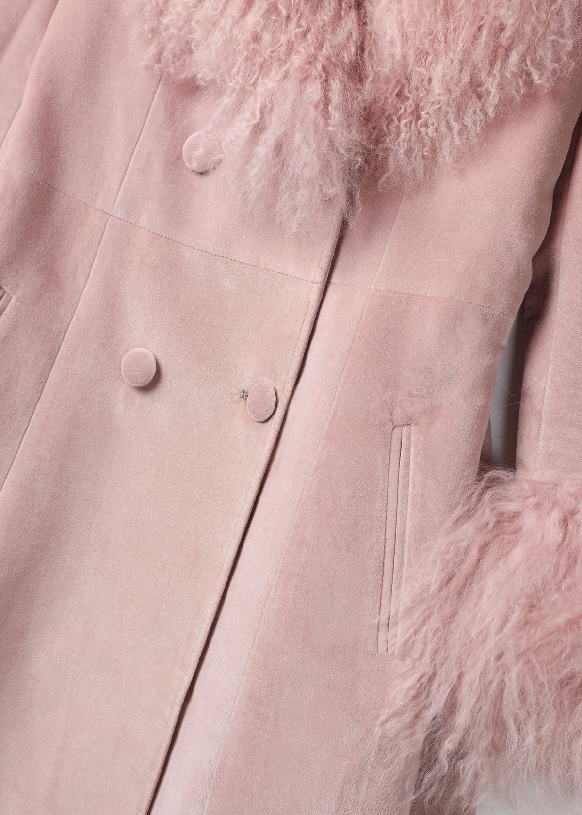 Penny 70’s Dusty Pink Mongolian Lambswool Long-Line Coat