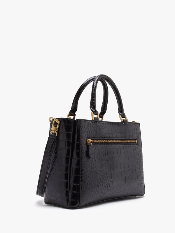 James Girlfriend Black Moc Croc Satchel Bag