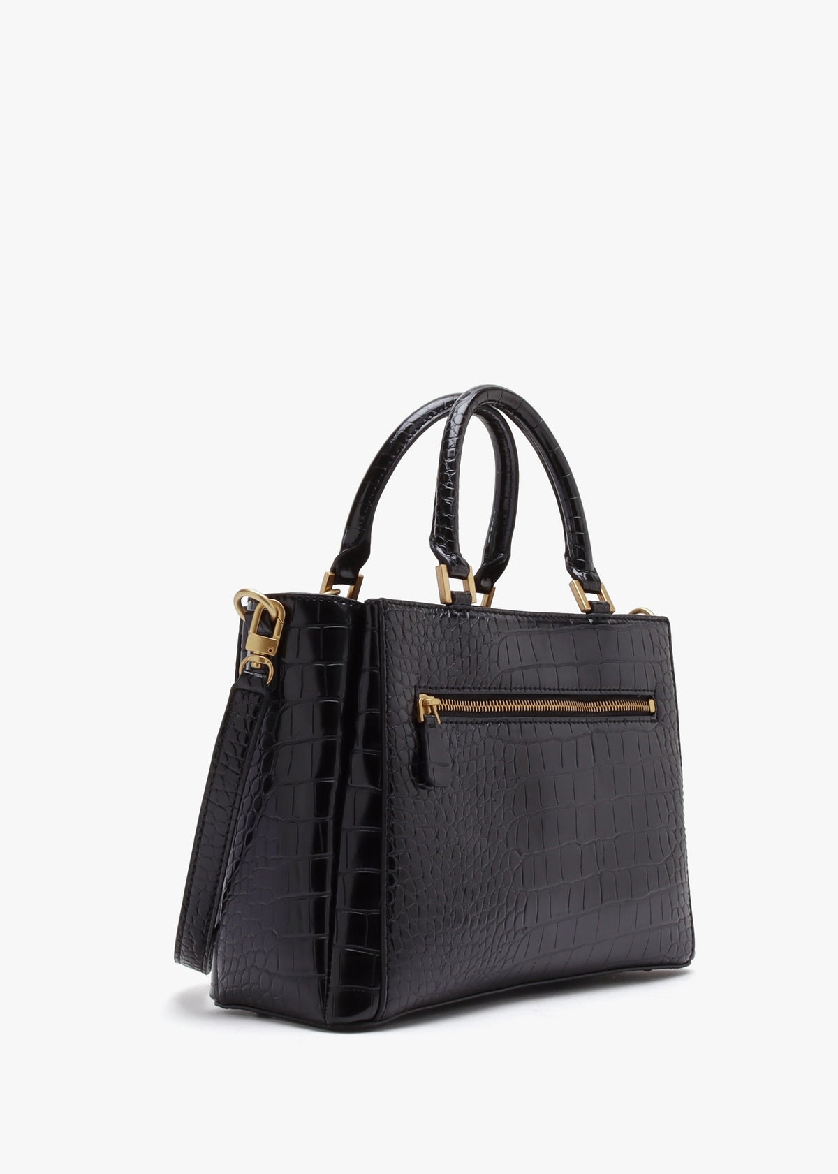 James Girlfriend Black Moc Croc Satchel Bag