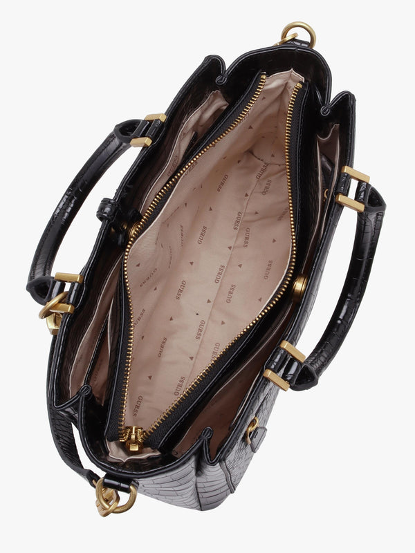 James Girlfriend Black Moc Croc Satchel Bag