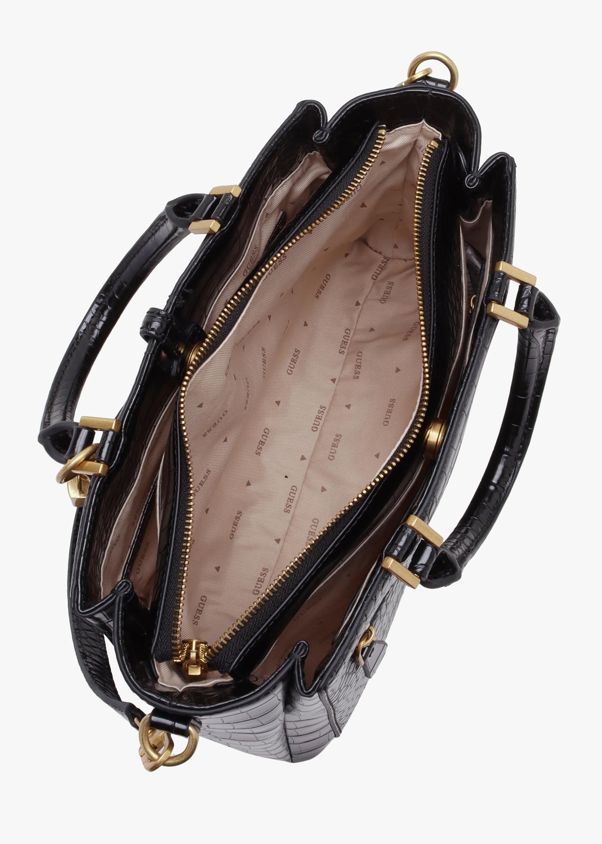 James Girlfriend Black Moc Croc Satchel Bag