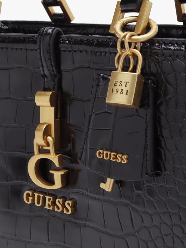 James Girlfriend Black Moc Croc Satchel Bag