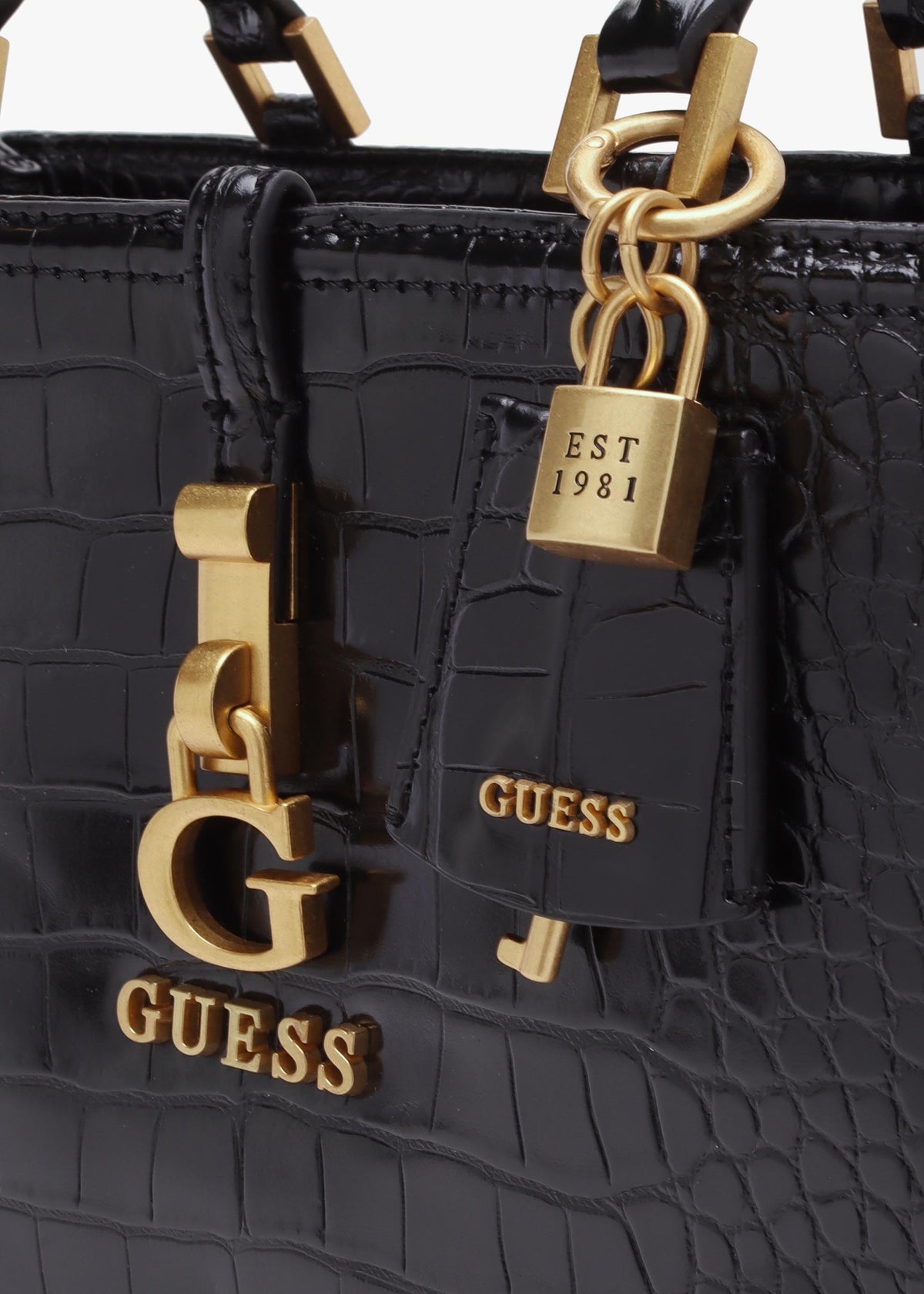 James Girlfriend Black Moc Croc Satchel Bag