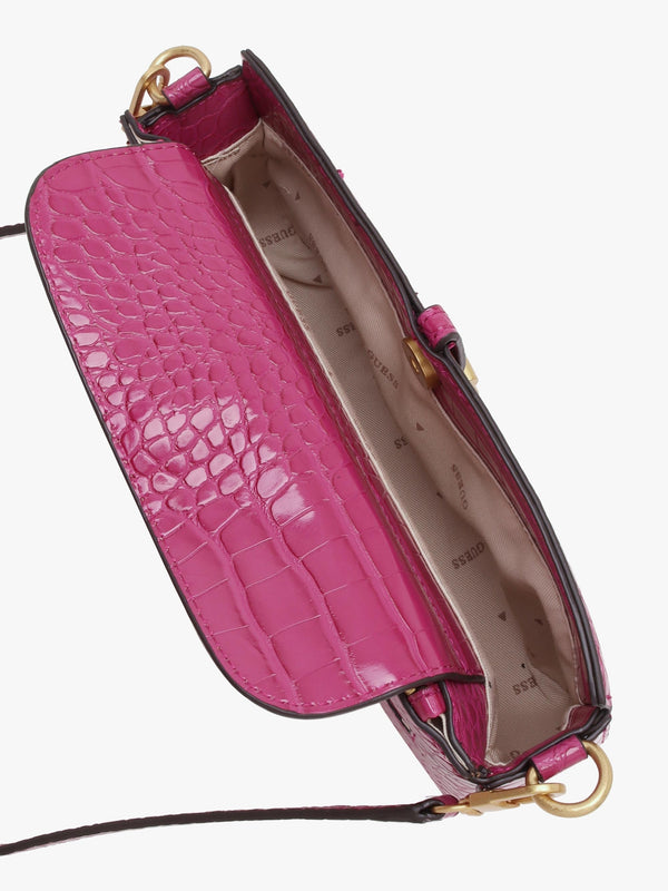 Mini James Boysenberry Moc Croc Cross-Body Bag