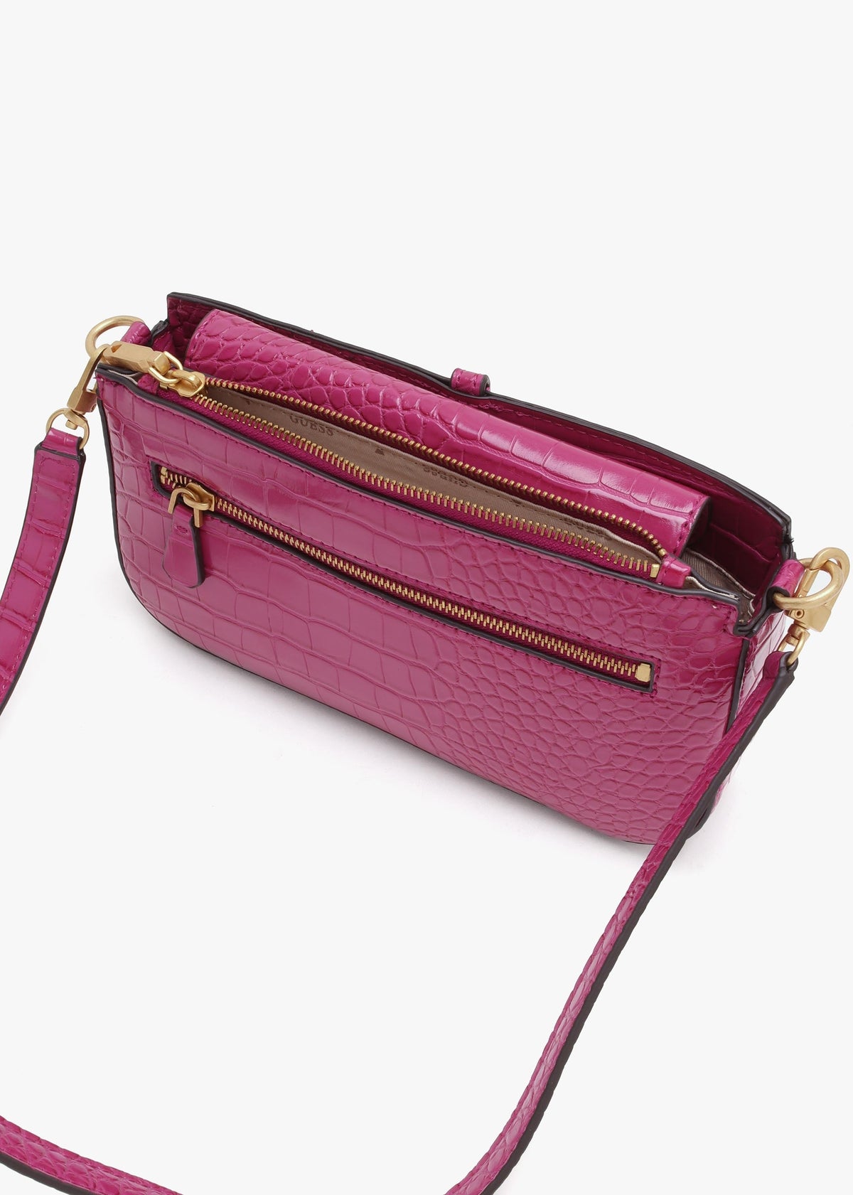 Mini James Boysenberry Moc Croc Cross-Body Bag