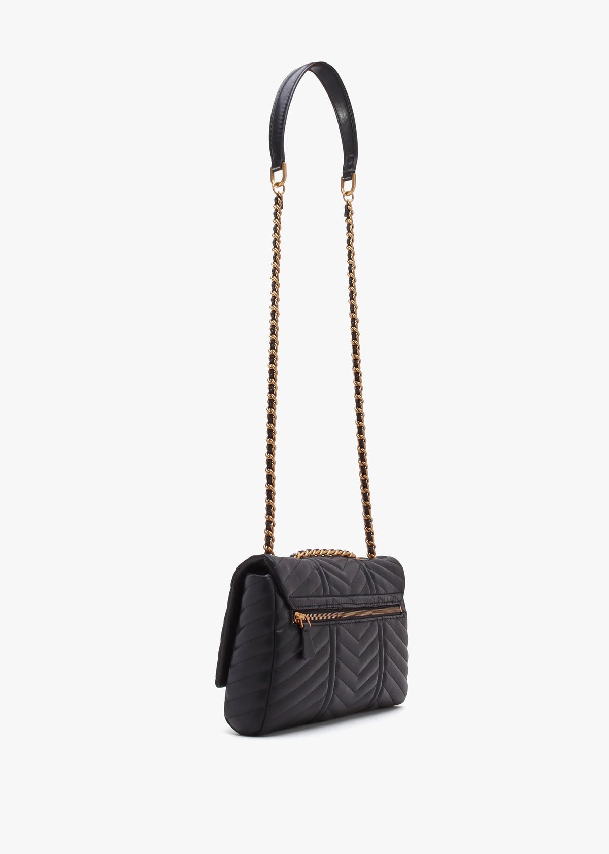 Lovide Black Chevron Quilted Cross-Body Bag