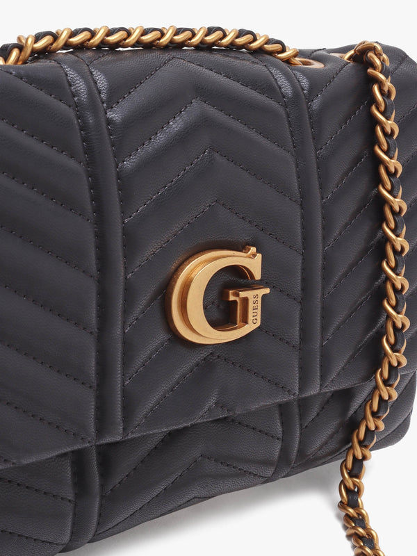 Lovide Black Chevron Quilted Cross-Body Bag