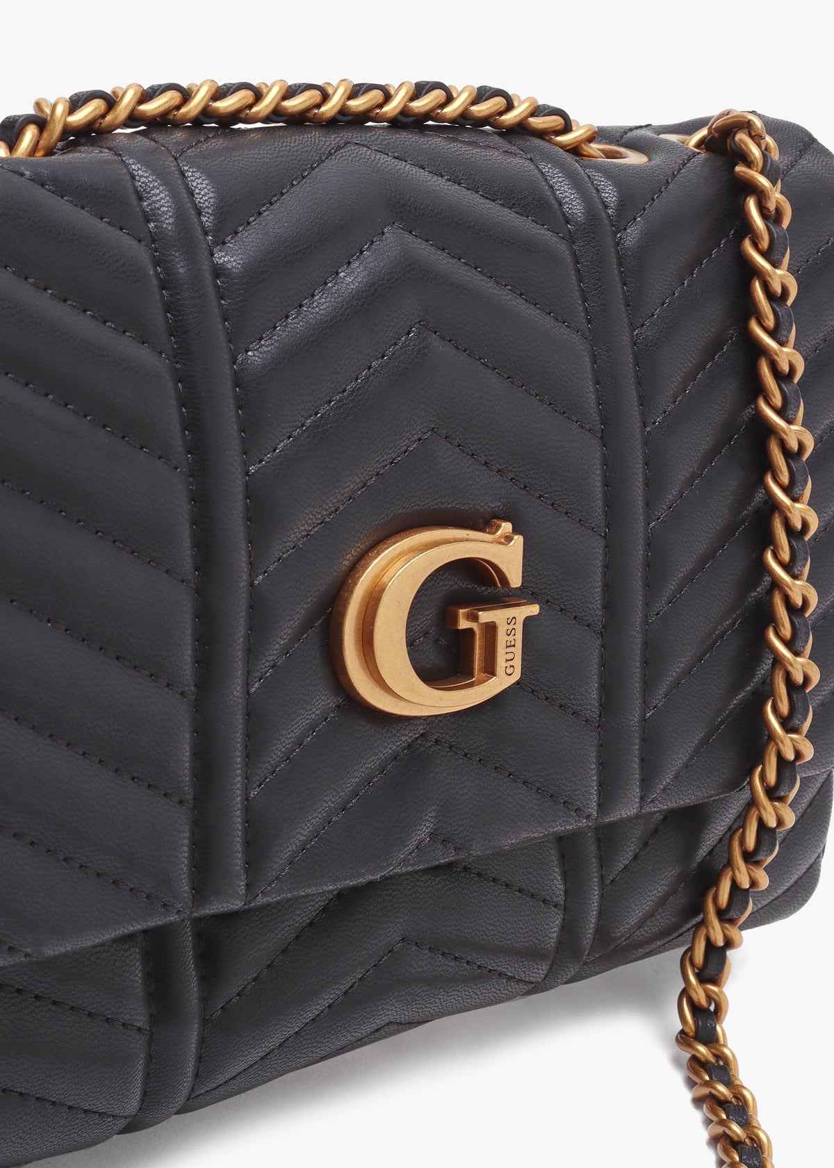 Lovide Black Chevron Quilted Cross-Body Bag