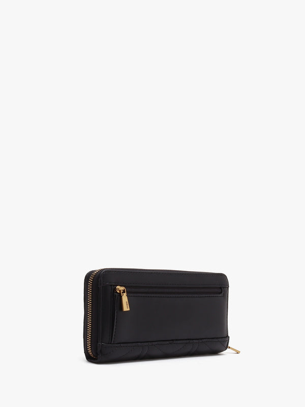 Large Lovide Black Chevron Quilted Zip Around Wallet